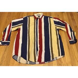 NAUTICA Yachting Vintage 90's Men's Multicolour Striped Button Down Shirt XL